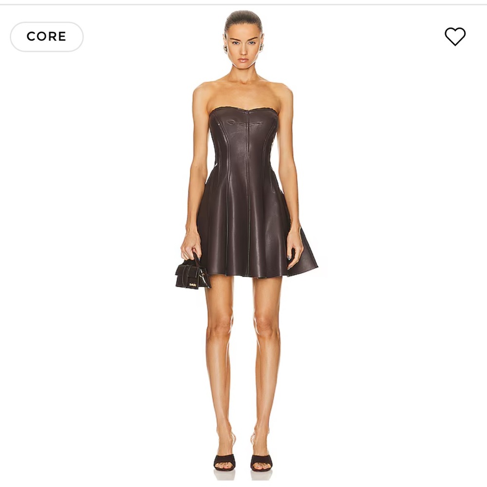 Like New Norma Kamali Brown Strapless (Leather) Mini Dress